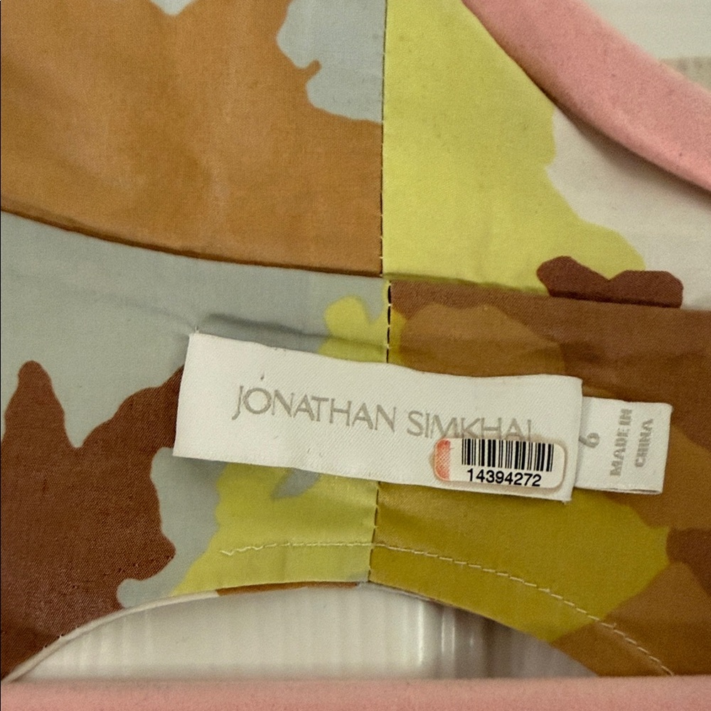 Jonathan Simkhai Camouflage Midi Dress in Brown and Cream - Picture 2 of 11